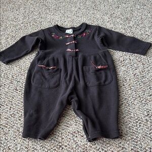 Baby Gap Vintage Black Embroidered Kids One Piece. 6-12 Mos. Y2K